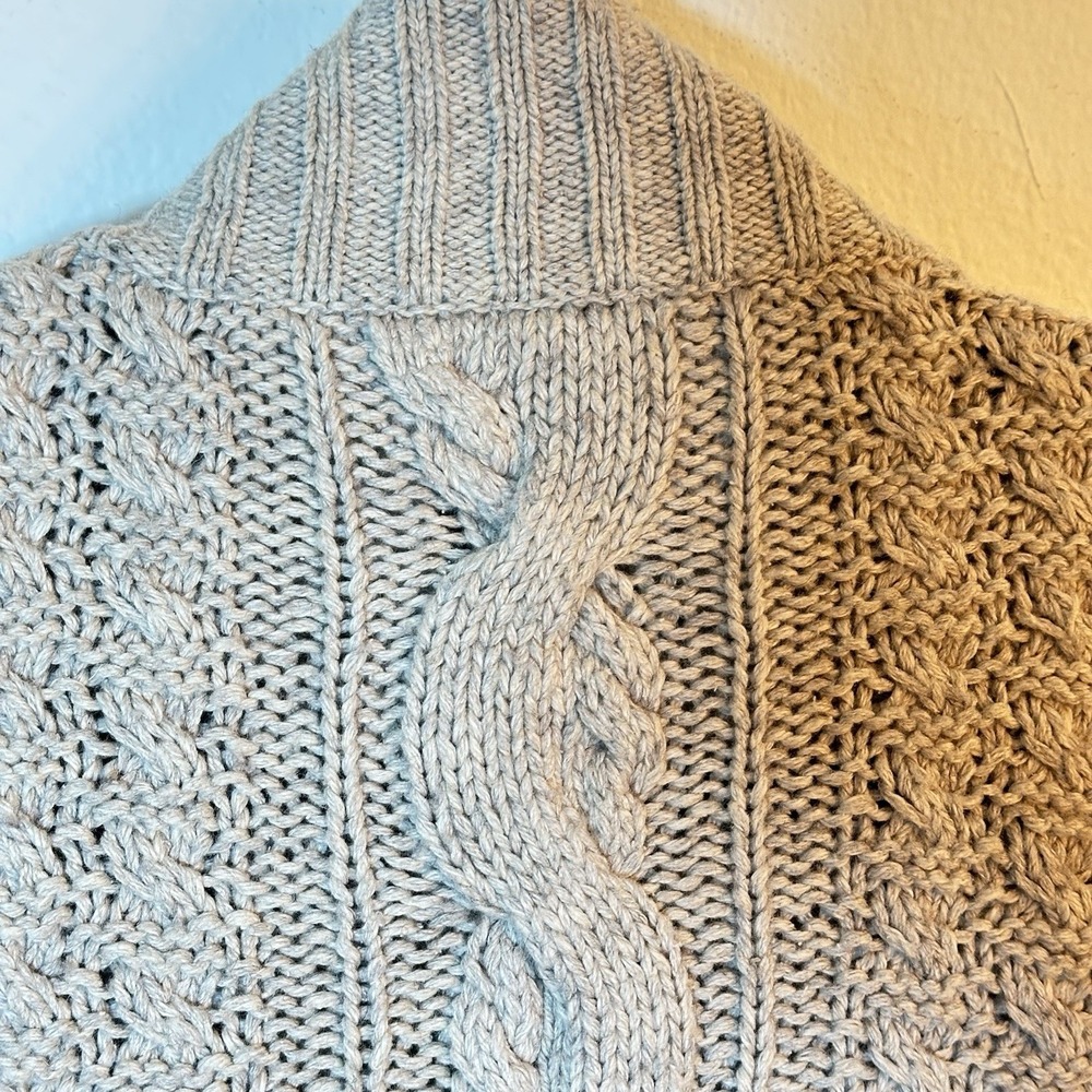 Tommy Bahama Indigo Palms Cable Knit Sweater Full Zip Wool Blend Chunky M Large - Picture 8 of 9